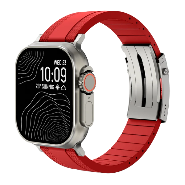 Ocean Luxe Band For Apple Watch — Czerwony – srebrna klamra / 42mm/41mm/40mm