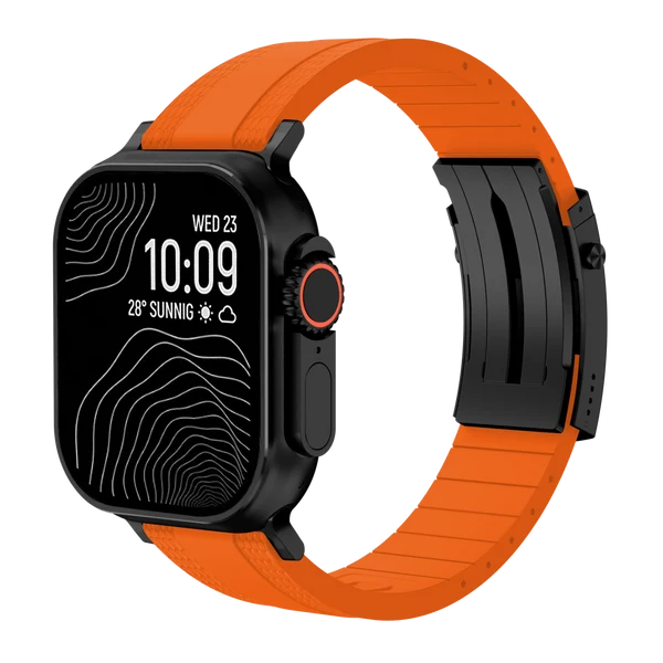 Ocean Luxe Band For Apple Watch — Mandarynkowy – czarna klamra / 42mm/41mm/40mm