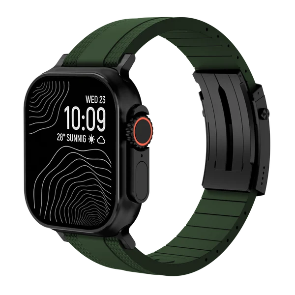 Ocean Luxe Band For Apple Watch — Zielony – czarna klamra / 42mm/41mm/40mm