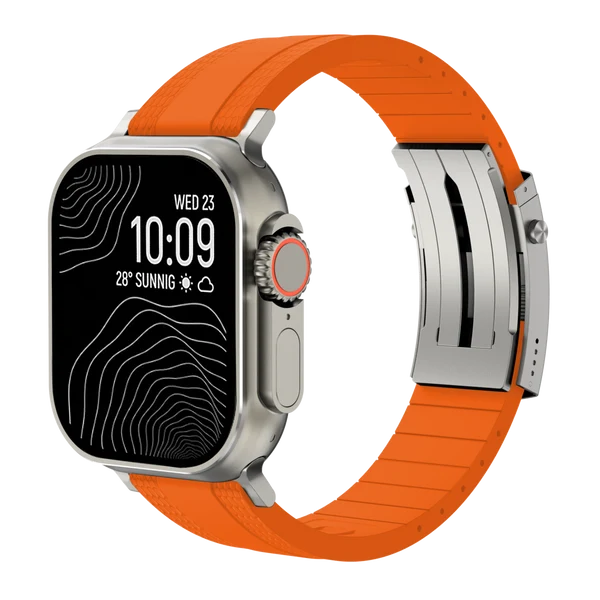 Ocean Luxe Band For Apple Watch — Mandarynkowy – srebrna klamra / 42mm/41mm/40mm