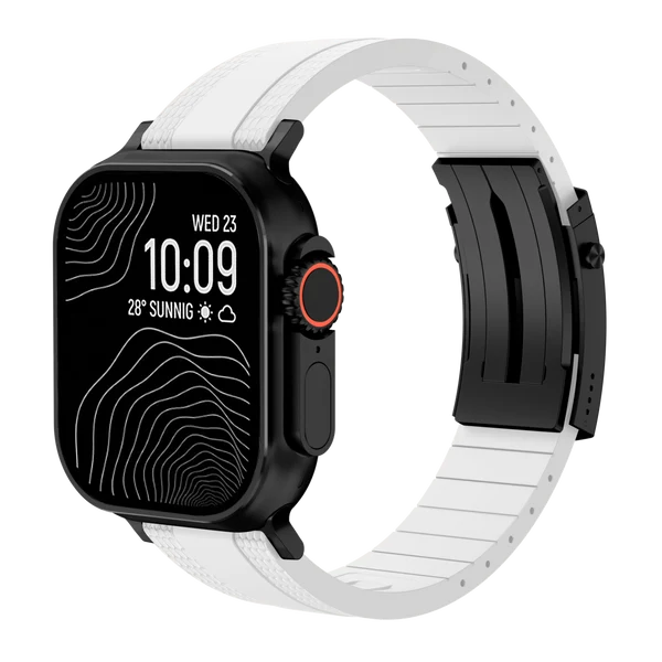 Ocean Luxe Band For Apple Watch — Biały – czarna klamra / 42mm/41mm/40mm