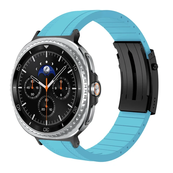 Ocean Luxe Band For Samsung Galaxy Watch — Turkusowy – czarna klamra / Galaxy Watch8 Classic 46mm