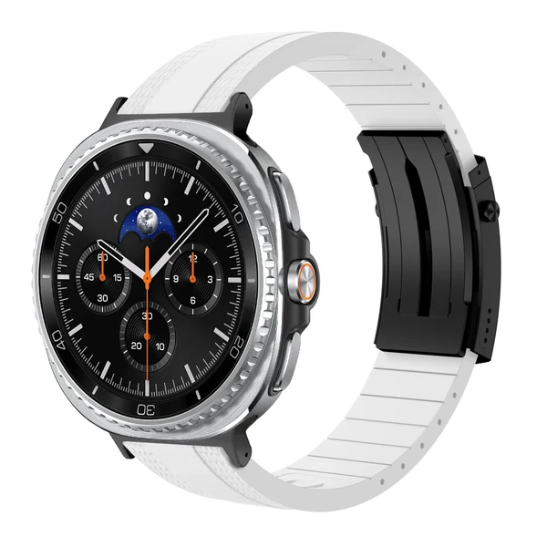 Ocean Luxe Band For Samsung Galaxy Watch — Biały – czarna klamra / Galaxy Watch8 Classic 46mm