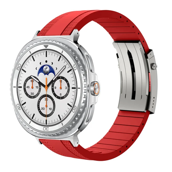 Ocean Luxe Band For Samsung Galaxy Watch — Czerwony – srebrna klamra / Galaxy Watch8 40mm/44mm
