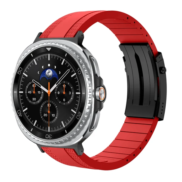 Ocean Luxe Band For Samsung Galaxy Watch — Czerwony – czarna klamra / Galaxy Watch8 40mm/44mm