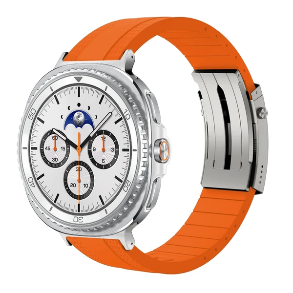 Ocean Luxe Band For Samsung Galaxy Watch — Mandarynkowy – srebrna klamra / Galaxy Watch8 Classic 46mm