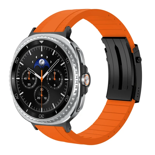 Ocean Luxe Band For Samsung Galaxy Watch — Mandarynkowy – czarna klamra / Galaxy Watch8 Classic 46mm