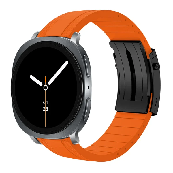 Ocean Luxe Band For Samsung Galaxy Watch — Mandarynkowy – czarna klamra / Galaxy Watch8 40mm/44mm