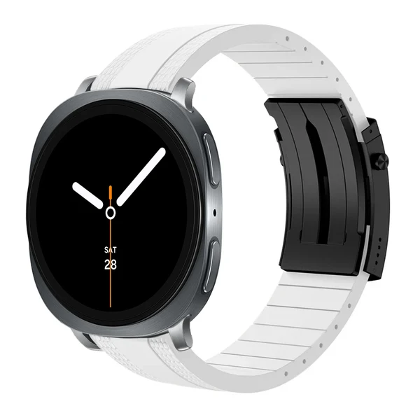 Ocean Luxe Band For Samsung Galaxy Watch — Biały – czarna klamra / Galaxy Watch8 40mm/44mm