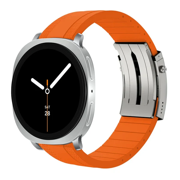 Ocean Luxe Band For Samsung Galaxy Watch — Mandarynkowy – srebrna klamra / Galaxy Watch8 40mm/44mm