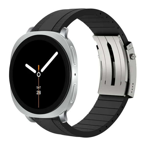 Ocean Luxe Band For Samsung Galaxy Watch — Czarny – srebrna klamra / Galaxy Watch8 40mm/44mm
