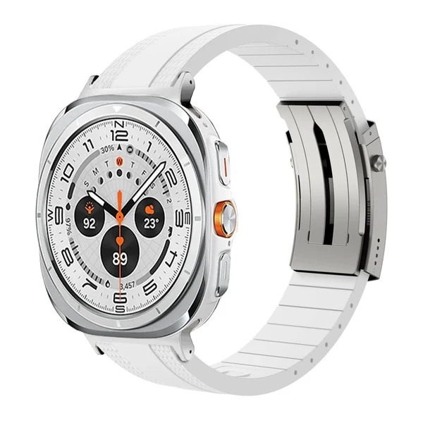 Ocean Luxe Band For Samsung Galaxy Watch — Biały – srebrna klamra / Galaxy Watch Ultra 47mm
