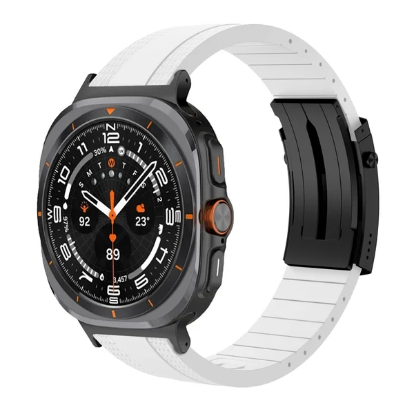 Ocean Luxe Band For Samsung Galaxy Watch — Biały – czarna klamra / Galaxy Watch Ultra 47mm