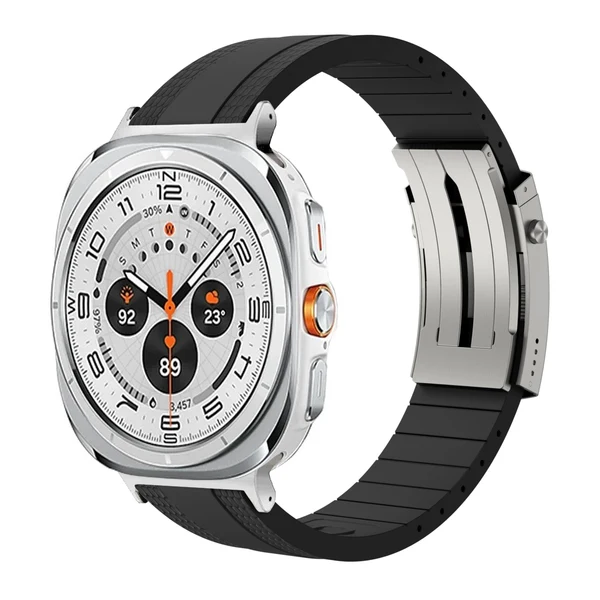 Ocean Luxe Band For Samsung Galaxy Watch — Czarny – srebrna klamra / Galaxy Watch Ultra 47mm