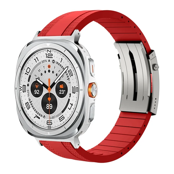 Ocean Luxe Band For Samsung Galaxy Watch — Czerwony – srebrna klamra / Galaxy Watch Ultra 47mm