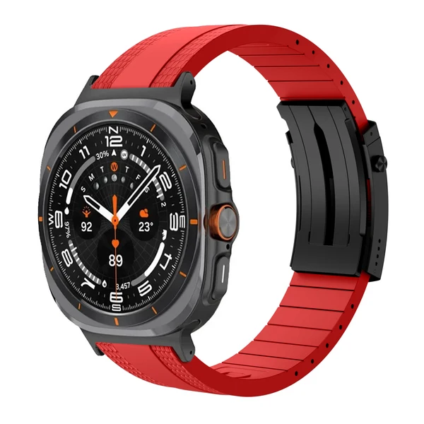 Ocean Luxe Band For Samsung Galaxy Watch — Czerwony – czarna klamra / Galaxy Watch Ultra 47mm