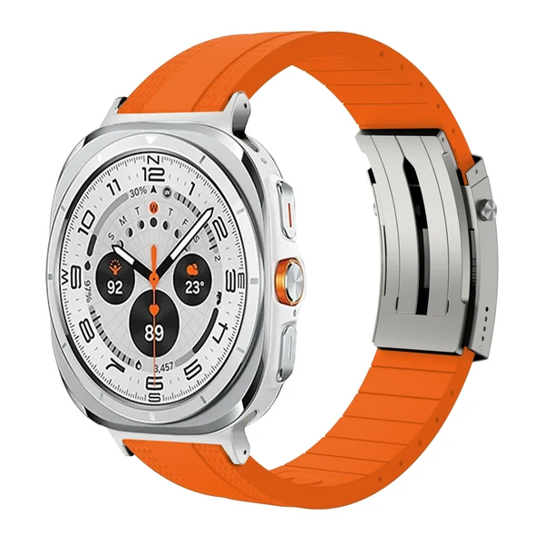 Ocean Luxe Band For Samsung Galaxy Watch — Mandarynkowy – srebrna klamra / Galaxy Watch Ultra 47mm