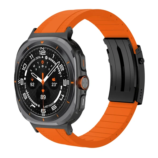 Ocean Luxe Band For Samsung Galaxy Watch — Mandarynkowy – czarna klamra / Galaxy Watch Ultra 47mm