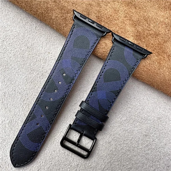 Barenia Leather Band for Apple Watch — (Rennstreckenmuster) Blau / 40mm/41mm/42mm