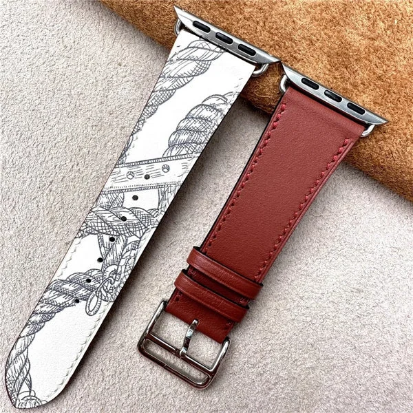Barenia Leather Band for Apple Watch — Rotes Muster / 40mm/41mm/42mm