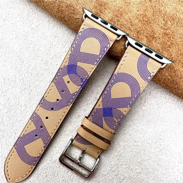 Barenia Leather Band for Apple Watch — (Rennstreckenmuster) Violett / 40mm/41mm/42mm