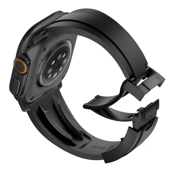 R Elite FKM Band For Apple Watch — Czarny – czarna klamra / 42mm/41mm/40mm