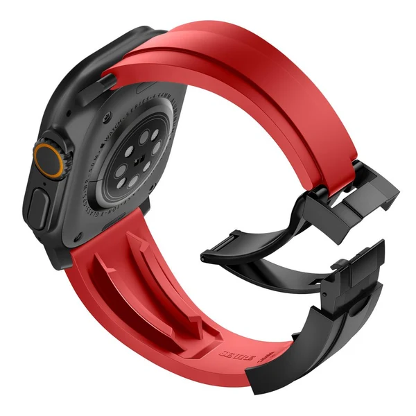 R Elite FKM Band For Apple Watch — Czerwony – czarna klamra / 42mm/41mm/40mm