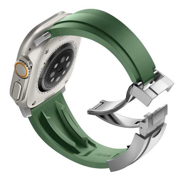R Elite FKM Band For Apple Watch — Zielony – srebrna klamra / 42mm/41mm/40mm