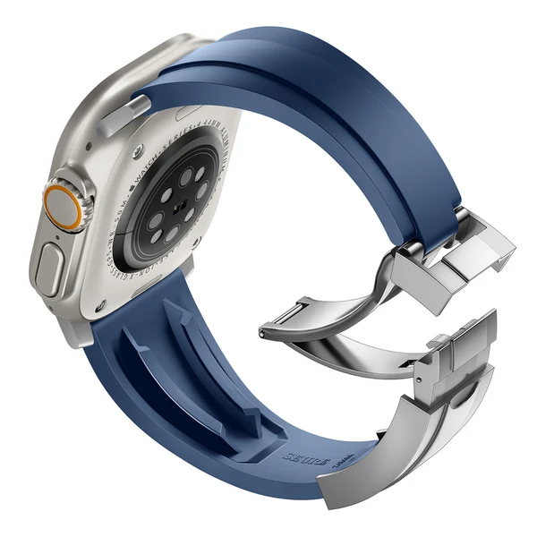 R Elite FKM Band For Apple Watch — Niebieski – srebrna klamra / 42mm/41mm/40mm