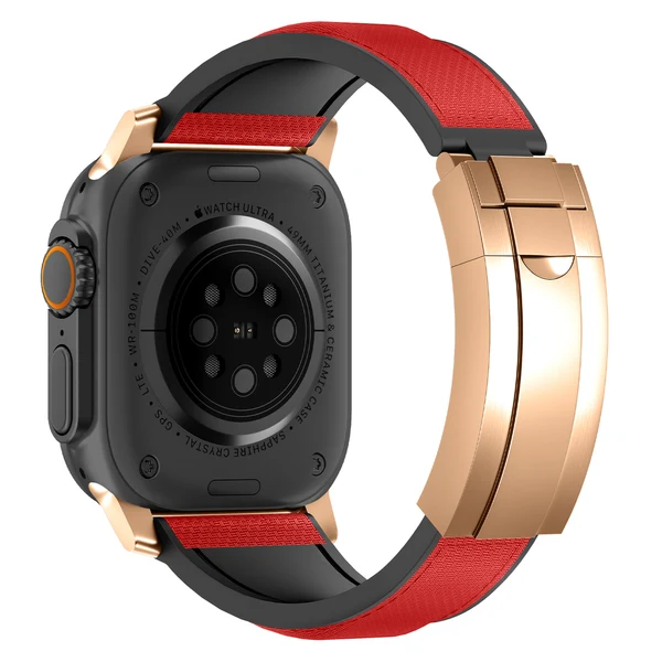 R Elite FKM Band - Classic — Kırmızı-rose gold / 42mm/41mm/40mm
