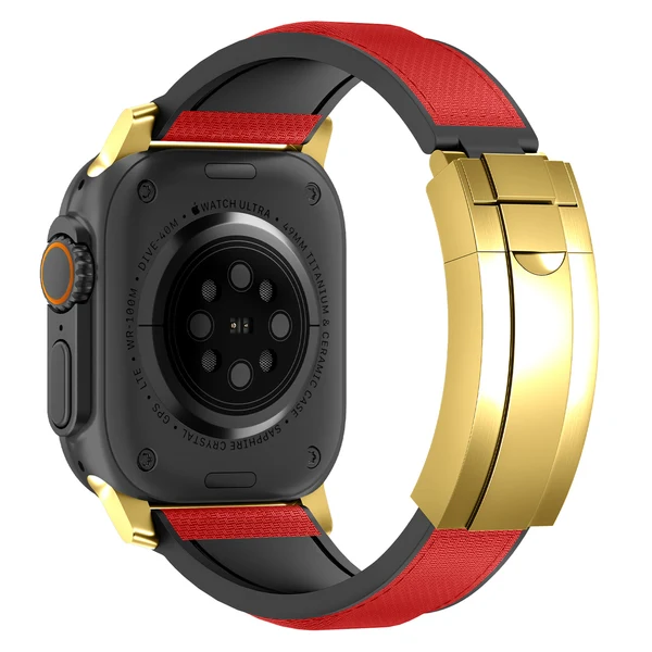R Elite FKM Band - Classic — Kırmızı-Altın / 42mm/41mm/40mm