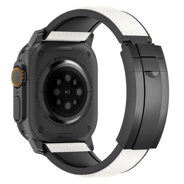 R Elite FKM Band - Classic — Beyaz – Siyah Toka / 42mm/41mm/40mm