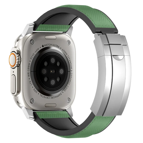 R Elite FKM Band - Classic — Yeşil – Gümüş Toka / 42mm/41mm/40mm