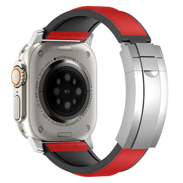 R Elite FKM Band - Classic — Kırmızı – Gümüş Toka / 42mm/41mm/40mm