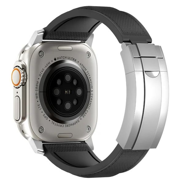 R Elite FKM Band - Classic — Siyah – Gümüş Toka / 42mm/41mm/40mm