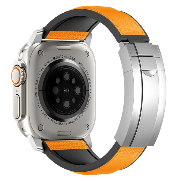 R Elite FKM Band - Classic — Turuncu – Gümüş Toka / 42mm/41mm/40mm