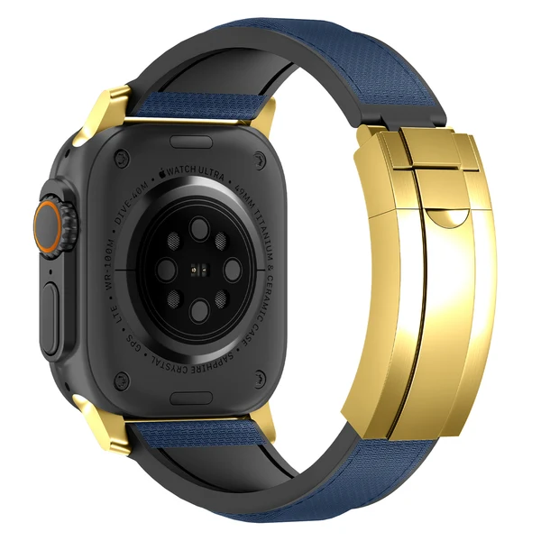 R Elite FKM Band - Classic — Mavi-Altın / 42mm/41mm/40mm