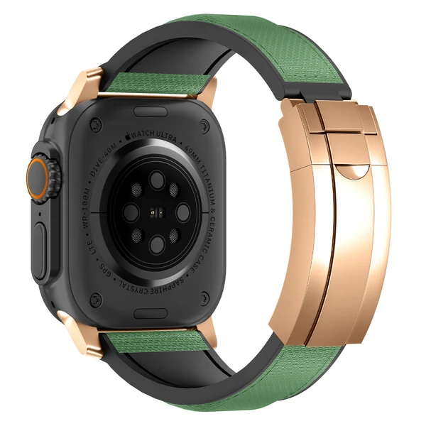 R Elite FKM Band - Classic — Yeşil-rose gold / 42mm/41mm/40mm