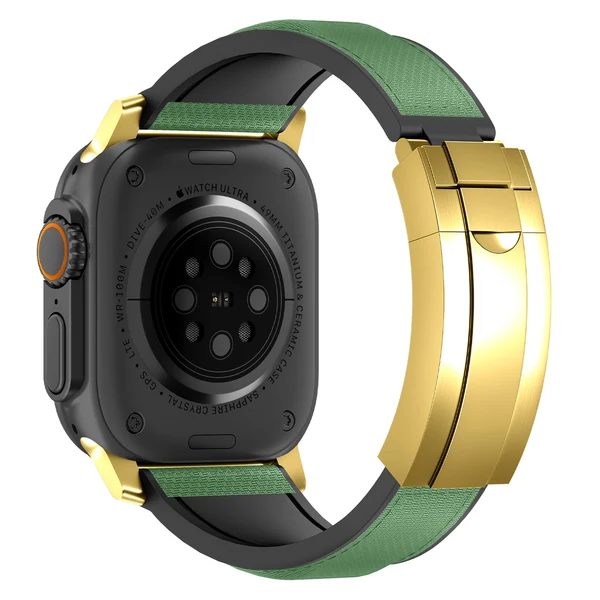 R Elite FKM Band - Classic — Yeşil-Altın / 42mm/41mm/40mm
