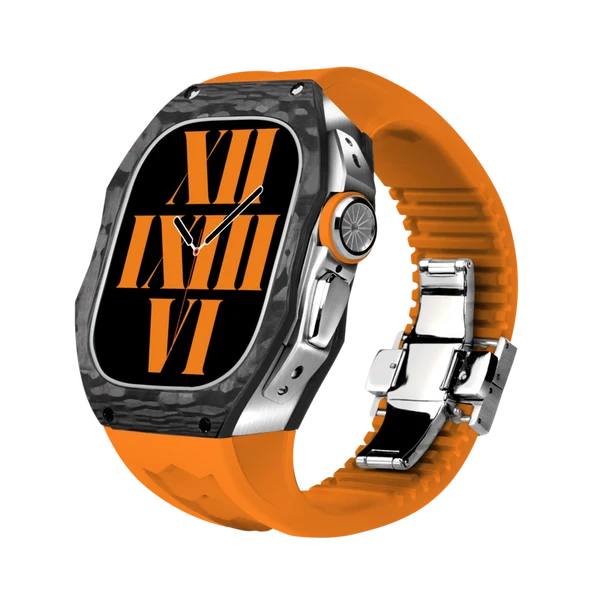 RM808 Carbon Fibre — Black-silver / Sunset Orange / 49 mm
