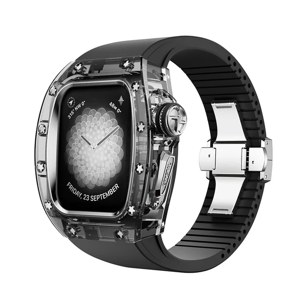 RM Crystaluxe — Schwarz-transparenter Kristall · Silber / Mitternachtsschwarz / 45 mm