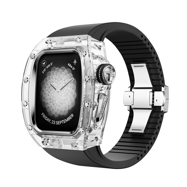 RM Crystaluxe — Transparenter Kristall · Silber / Mitternachtsschwarz / 45 mm