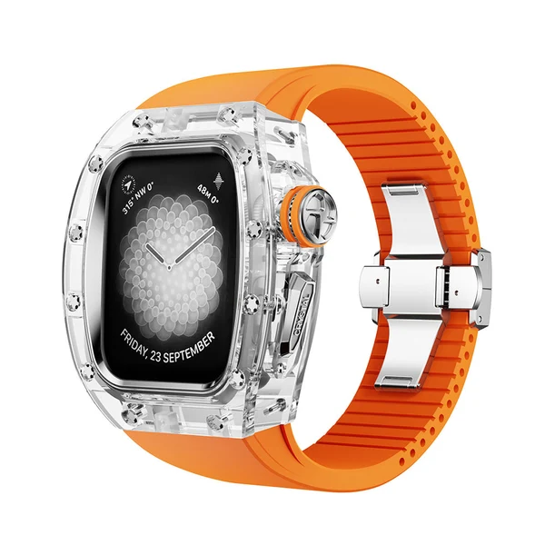 RM Crystaluxe — Transparenter Kristall · Silber / Orange / 45 mm