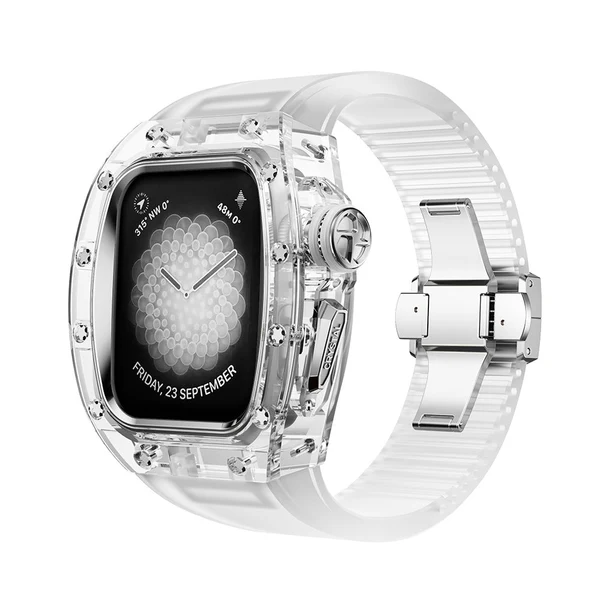 RM Crystaluxe — Transparenter Kristall · Silber / Kristallfrost / 45 mm