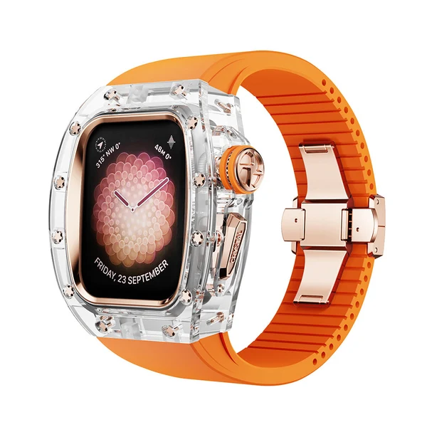 RM Crystaluxe — Transparenter Kristall · 18 Karat Roségold / Orange / 45 mm