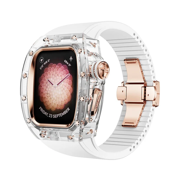 RM Crystaluxe — Transparenter Kristall · 18 Karat Roségold / Weiß / 45 mm