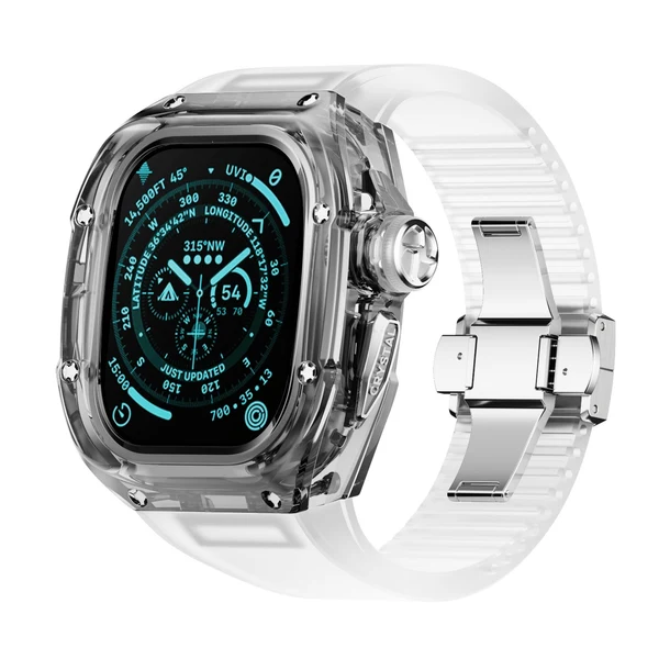 RM Crystaluxe — Schwarz-transparenter Kristall · Silber / Kristallfrost / 49 mm