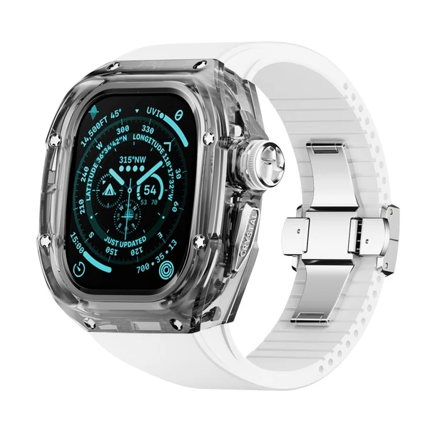 RM Crystaluxe — Schwarz-transparenter Kristall · Silber / Weiß / 49 mm
