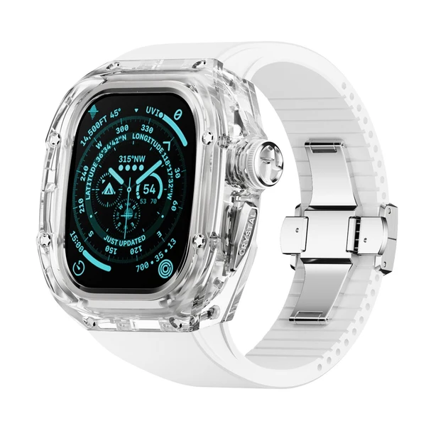 RM Crystaluxe — Transparenter Kristall · Silber / Weiß / 49 mm