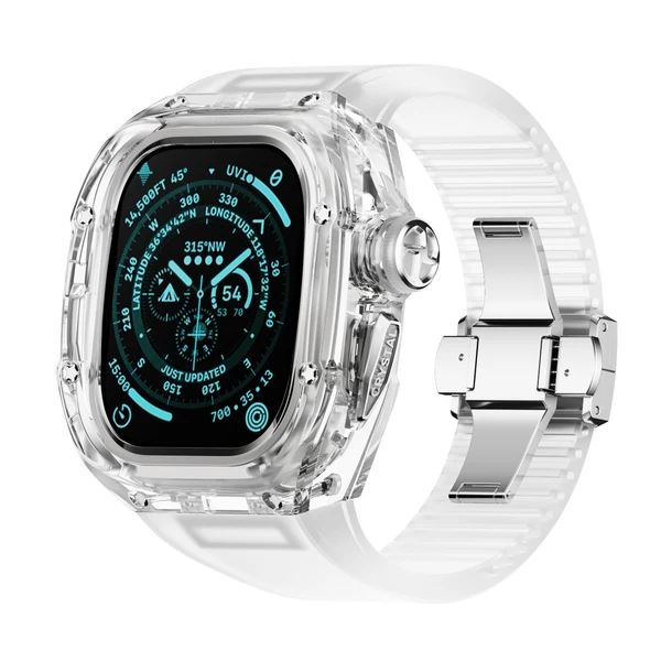 RM Crystaluxe — Transparenter Kristall · Silber / Kristallfrost / 49 mm